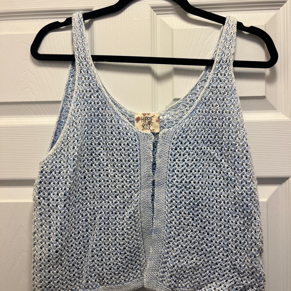 Hippie Rose Sky Blue Knit Crop Top